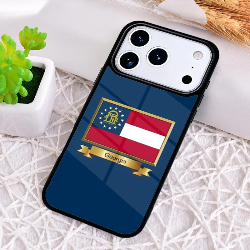 Georgia State Flag Phone Case for iPhone 17 Air 16 15 11 12 14 13 Pro Max Shockproof Cover