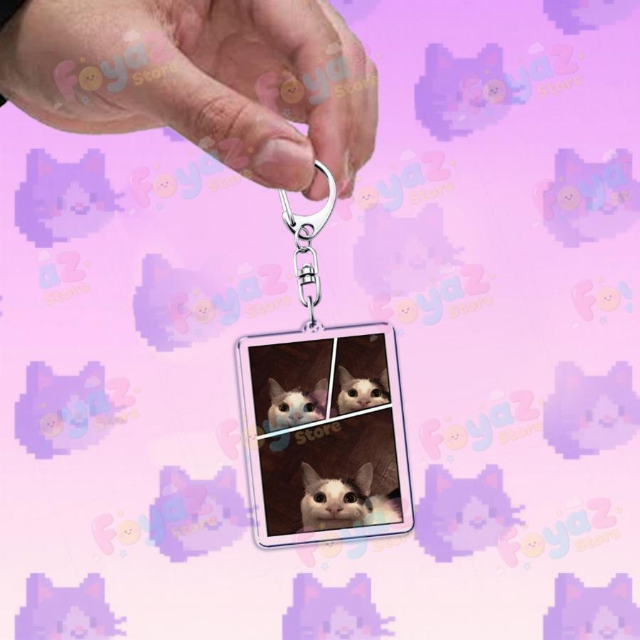 Funny Cute Cat Meme Keychain Accessories Bag Charms Cat Lover Animal Keychains Keyrings Jewelry Fans Cute Cartoon Freinds Gift