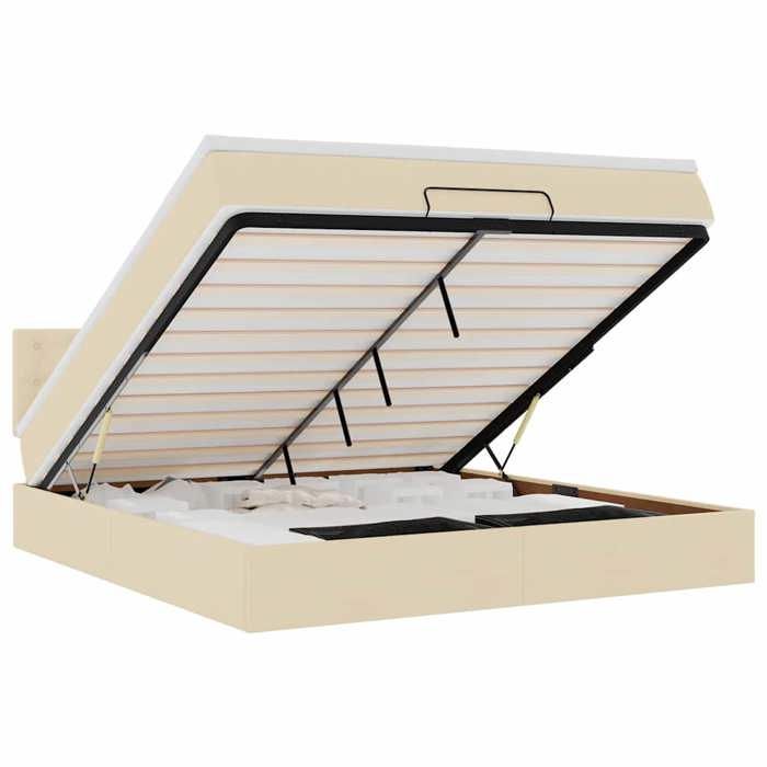 VidaXL Cadre de lit ottoman avec matelas crème 160x200 cm tissu, cadre de lit, cadre de lit rembourré, cadre de lit ottoman 3312490