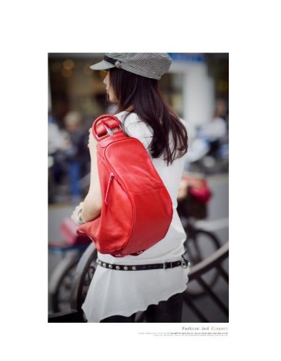 Genuine Cowhide Leather Backpack Bag [IUHA] 3-way (mb1102002003) (Red)