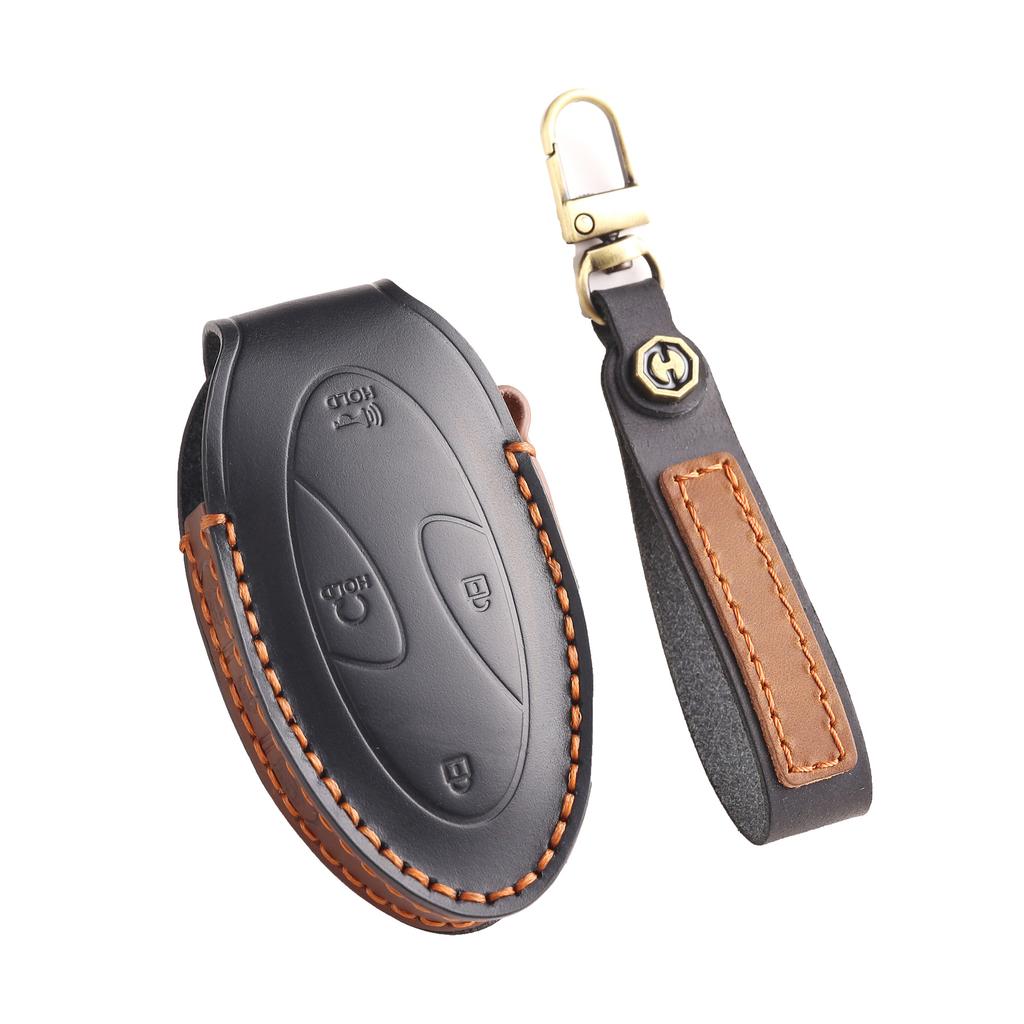 Applicable to modern imported car key cover, intelligent remote control bag, key chain, real cowhide hand-sewn key case