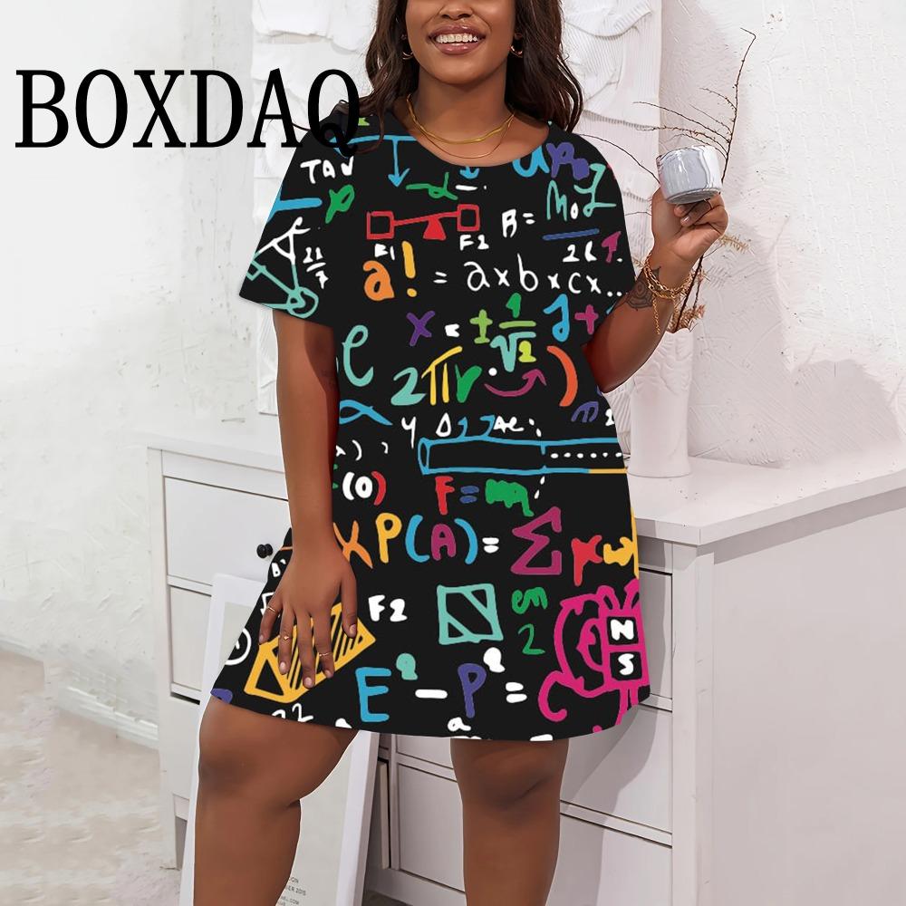 2025 New Fashion Personality Digital Pattern 3D Printed Round Neck Short-sleeved Dress