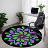 1pc Flower Mandala Chair Carpet for Office, Round Polyester Mat, Indoor Decor for Office, Easycare Fabric, Washable Non-slip Area Carpet