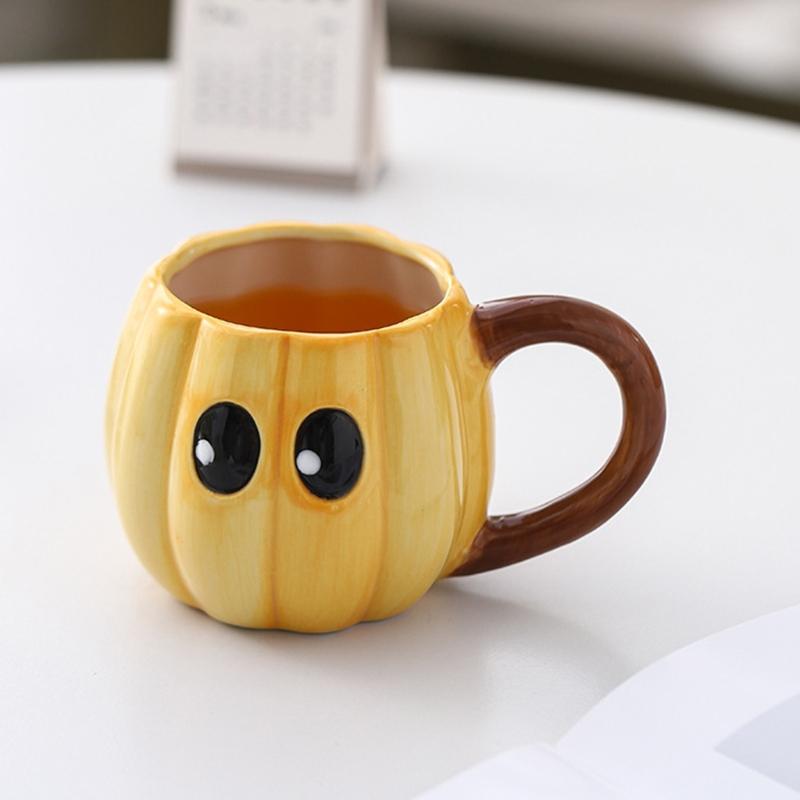 Roztomilé hrnčeky z bieleho porcelánu s tematikou ghúlov, odolná keramika, ideálne na halloweenske dekorácie alebo do kancelárie