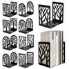 2Pcs Hollow Tree Pattern Metal Bookends T-Shape Non-slip Book Holder  Gift