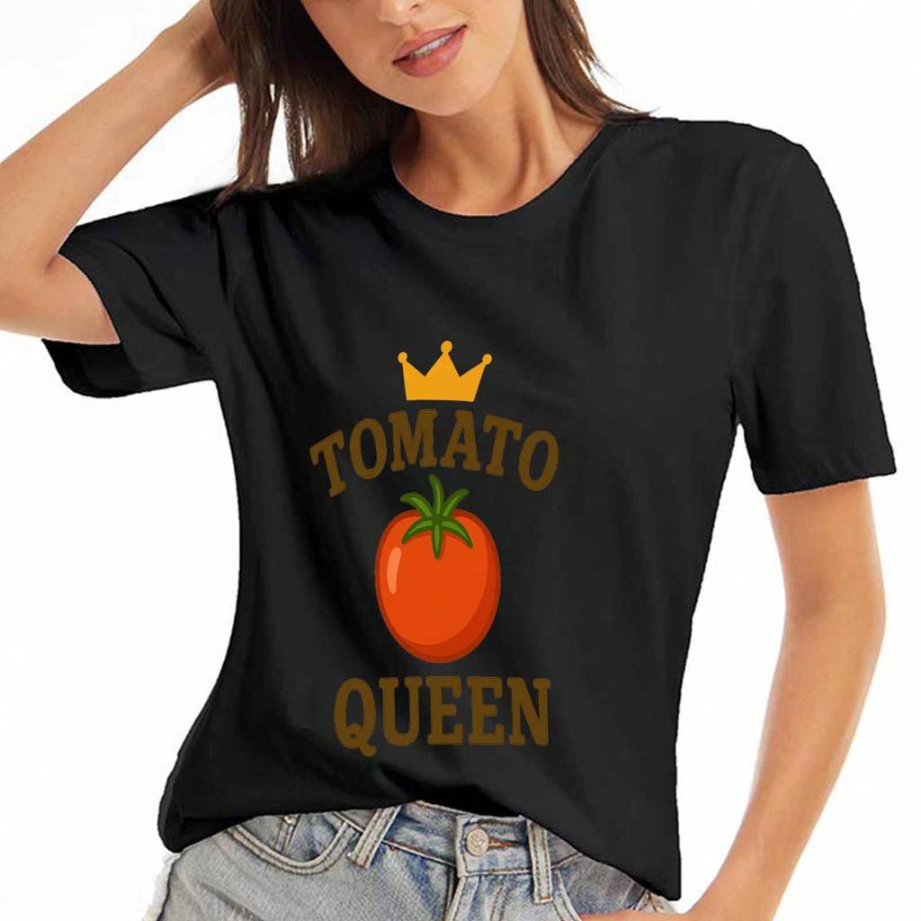 Tomatenmädchen Baumwoll-T-Shirt, Premium-Baumwolle Bedruckt, Langlebig Und Stilvoll, Ein Mädchen, Das Tomaten Mag Grafik-T-Shirt, Bequeme Passform Und Lässige Mode.