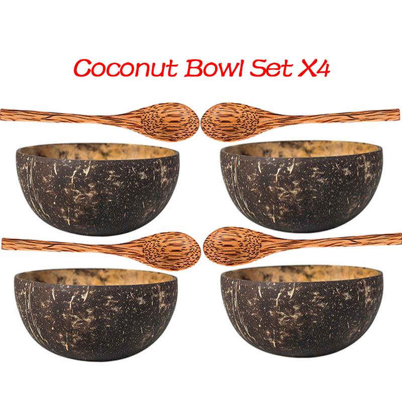 Kreativní přírodní kokosová dřevěná miska ekologická ovocný salát nudle rýže zmrzlina dřevěná miska umělecké řemeslné dekorace