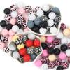 15mm 30Pcs Silicone Beads Round Print Food Grade Teething Beads for Baby Toy Soft Chew Teething DIY Pacifier Clips Necklace