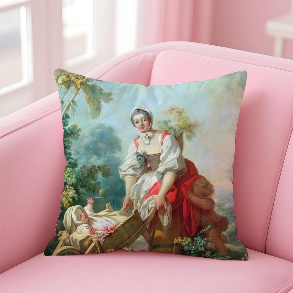 Rococo JJean Honore Fragonard Kissenbezug Kissenhülle Weicher Hautfreundlicher Stoff Komfort Verdeckter Reißverschluss