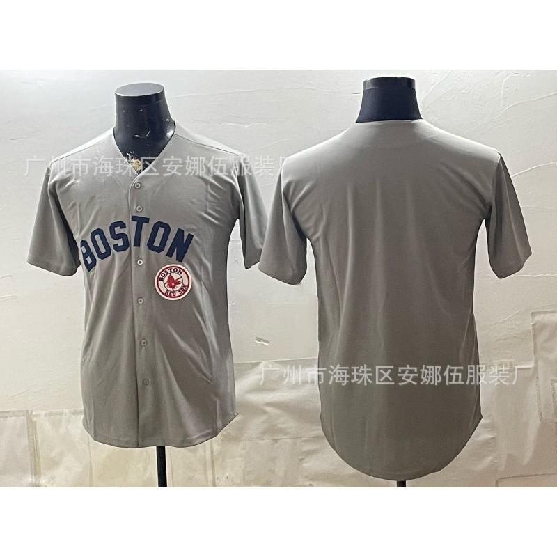 Maglietta da Baseball Unisex Ricamata Boston Red Sox Abbigliamento Sportivo Miscela di Cotone Traspirante Abbigliamento per tifosi
