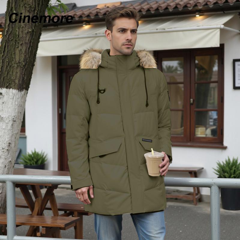 Cinemore 2025 Winter Coat Men's Down Jacket with Pockets, Warm, Drawstring, Hooded, Short Parka Men's 8039