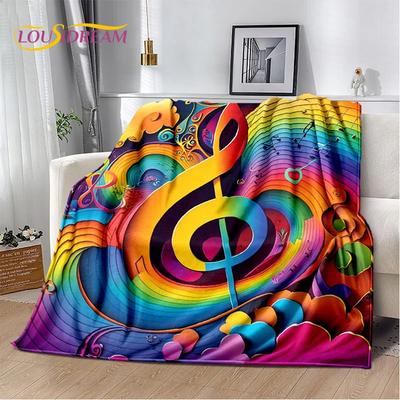 Note Music Colorful Musical Score Cartoon Blanket,Soft Throw Blanket for Home Bedroom Bed Sofa Picnic Travel Office Cover Child