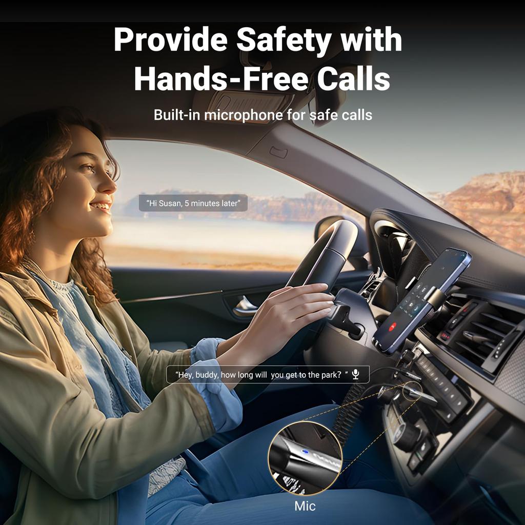 UGREEN Bluetooth Car Bluetooth Car USB Simultaneous Connection with Two Communication Range SBC Latency No Charging Required Certification Silver 5.3