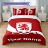 Set Biancheria da Letto Personalizzato Middlesbrough FC con Nome Testo 1 Copripiumino + 2 Federe Logo Calcio Regalo Personalizzato per Occasioni Speciali Decorazione Camera da Letto