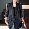 Damen Slim Fit Baumwolle Cardigan Anzugjacke Lässig Tweed Revers Knopf Frühling Herbst Vielseitig Skelett