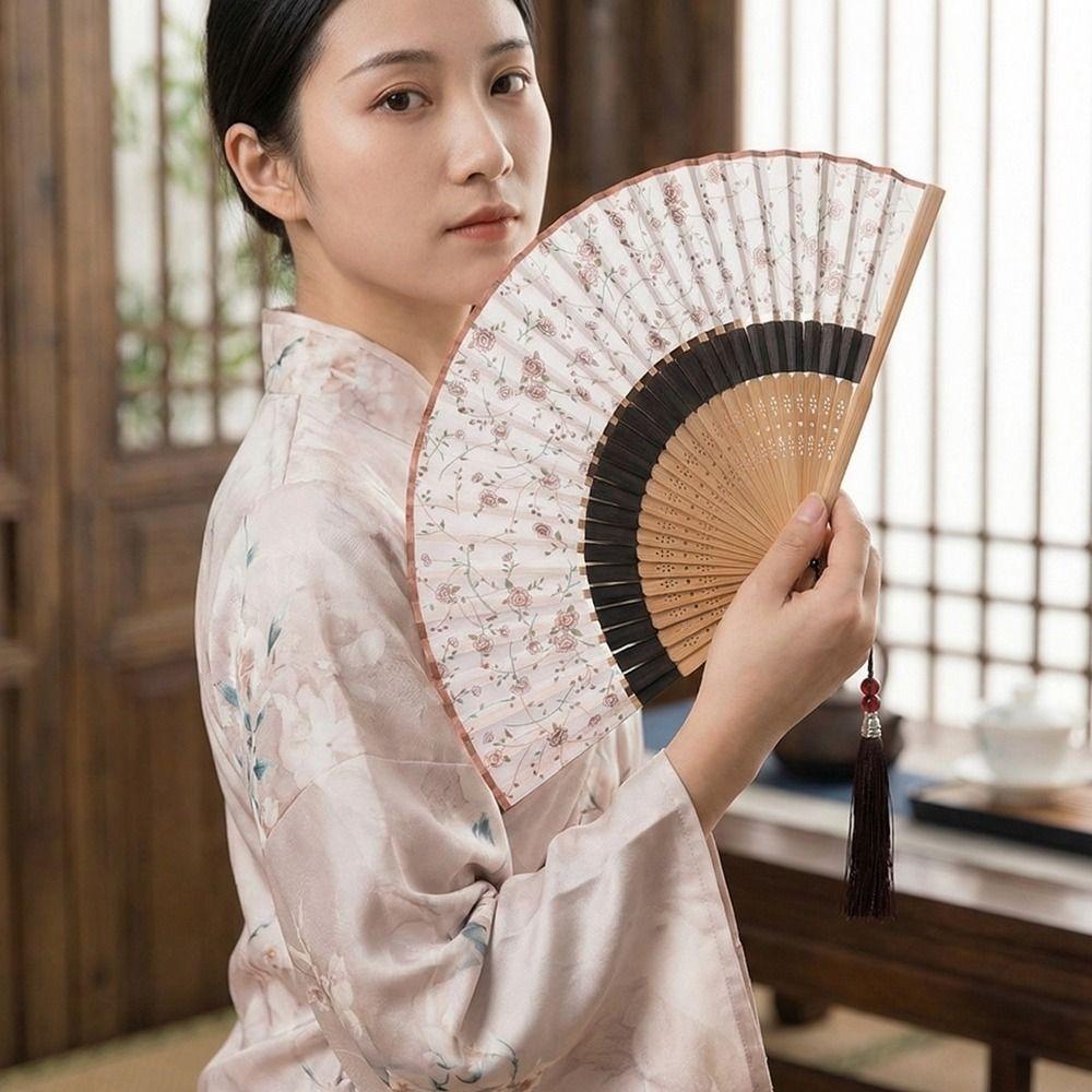 Portable Folding Fan Classical Dance Fan Creative Bamboo Fan  Women Use