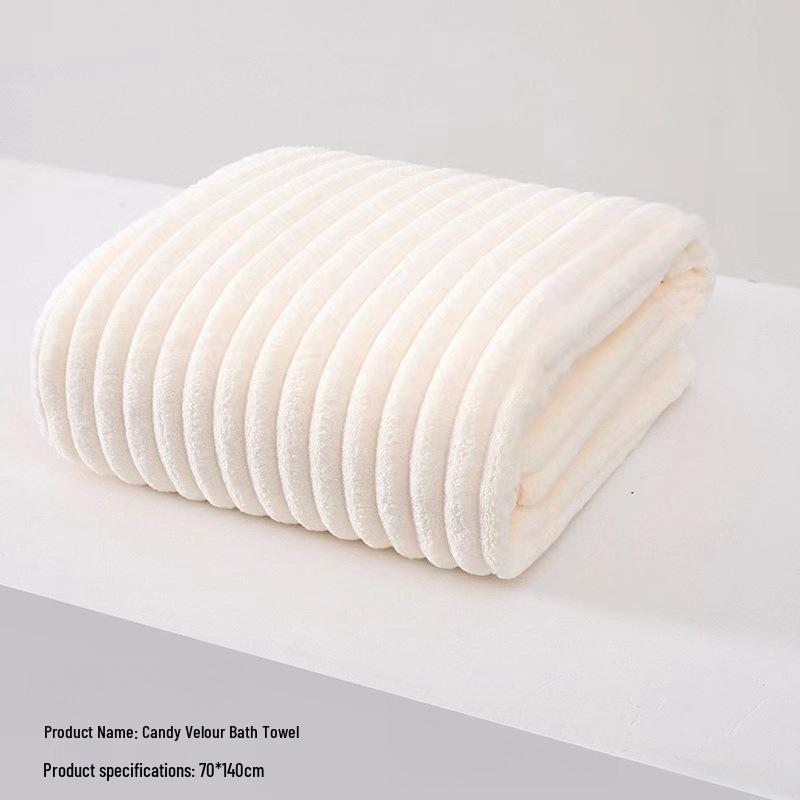 Coral Fleece Quick-Dry Candy Stripe Bath Towel: Super Soft, Large, Thickened, Colorful, and Absorbent.