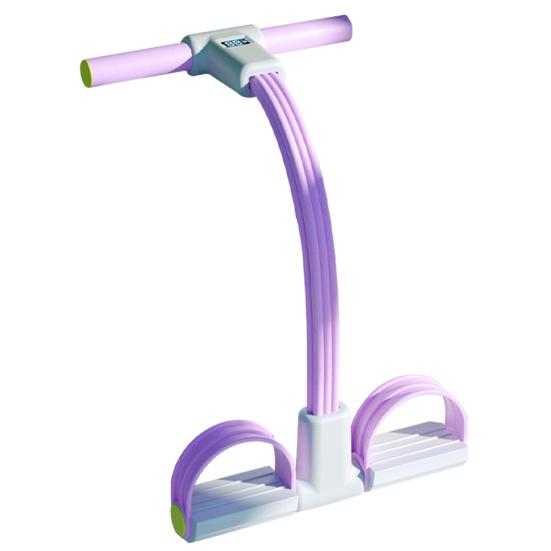 Pedal Ankle Puller with Counter 4/6-Tube LED Display Resistance Band with Handle Elastic Yoga Sit-up Pull Men Women Pedal Tensioner