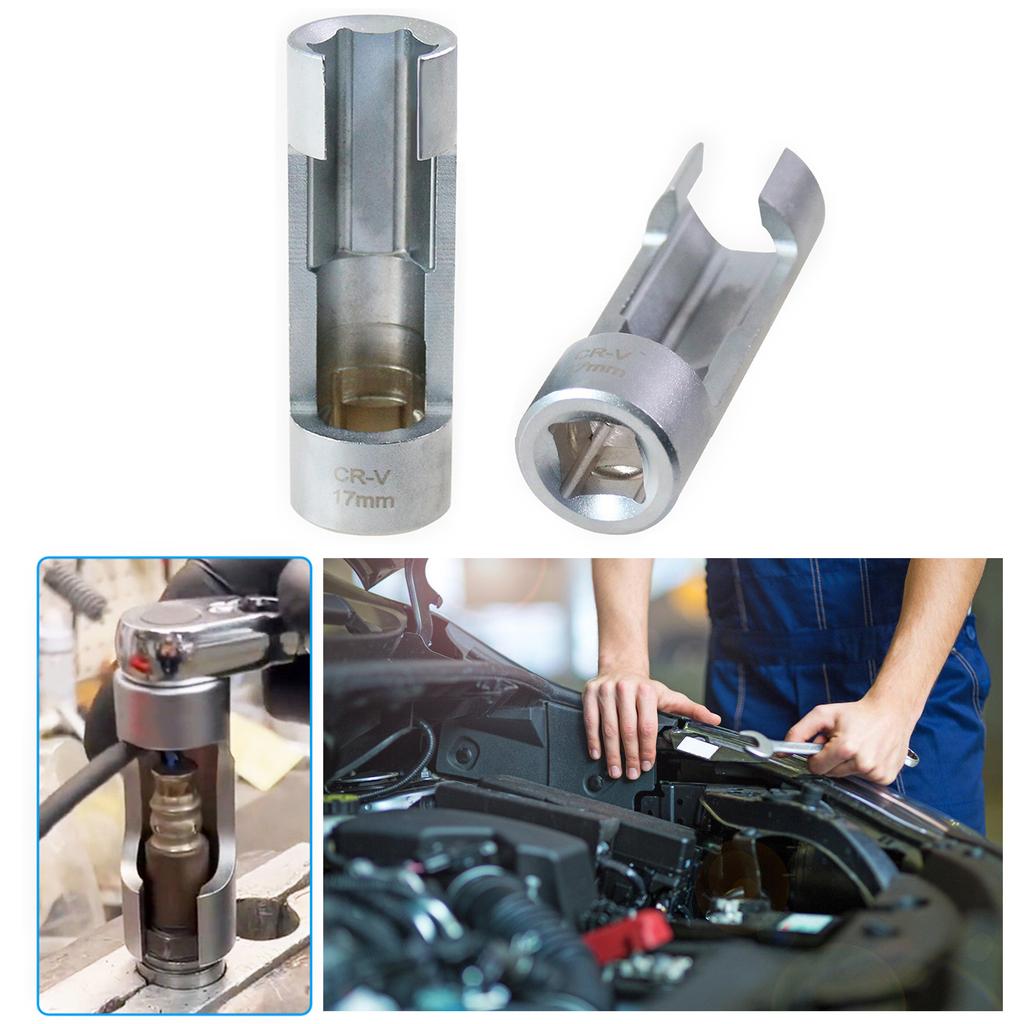 17/19mm Diesel Injector Fuels Pipe Hexagonal Opening Removal Sleeve Oxygen Sensor Wrench Pipe Socket Workshop Hand Tool