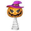 Halloween Holiday Tree Top Piece with Gourd Face Character, Plastic Accent and Pointed Hat Detail for Indoor Party Display Styling