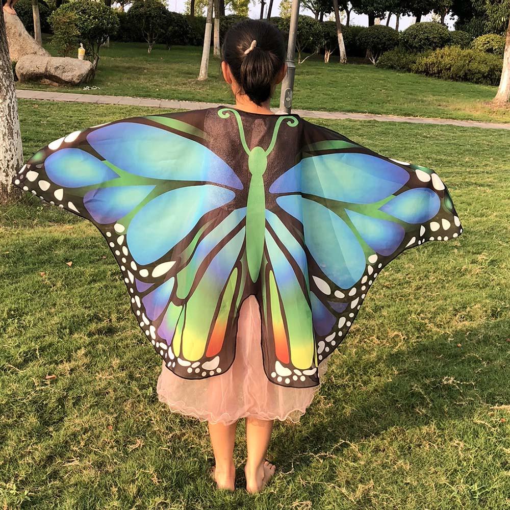 Toddler Kids Butterfly Print Wings Shawl Scarves Poncho Costume Colorful Coverup Toddler Kids Butterfly Print Wings Shawl Scarves Poncho Costume Colorful Coverup