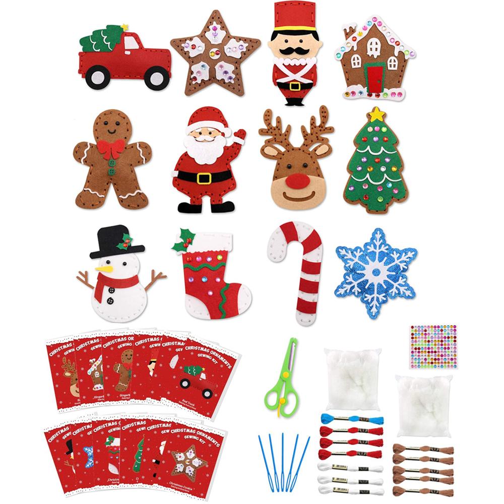 DIY Educational Dinosaur Sewing Craft Kit Craft Sew Set Beginners Sewing Stuffed Christmas Sewing Craft Kit Felt Ornaments Kids