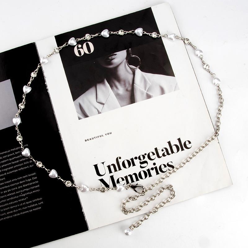 Waist Chain Women's Decorative Pearl Rhinestone Inlaid Fashionable Versatile Dress Body Chain Women