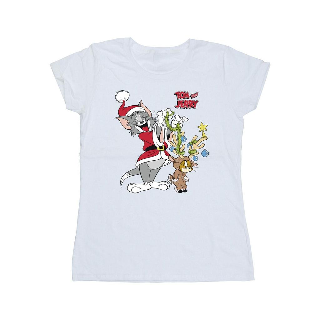 Tom & Jerry Womens/Ladies Christmas Reindeer Cotton T-Shirt