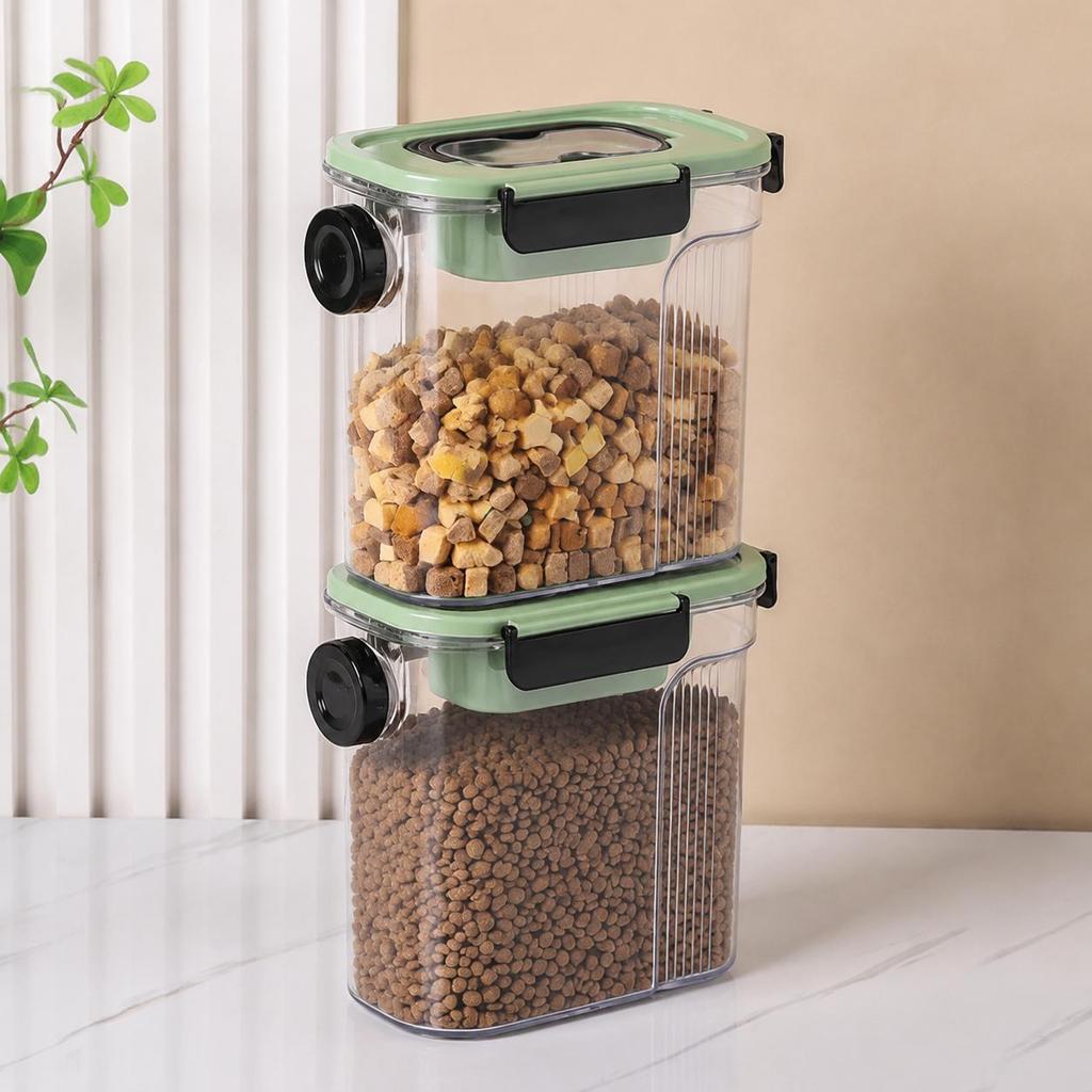 Airtight Pet Food Storage Container with Measuring Cup and Handle-