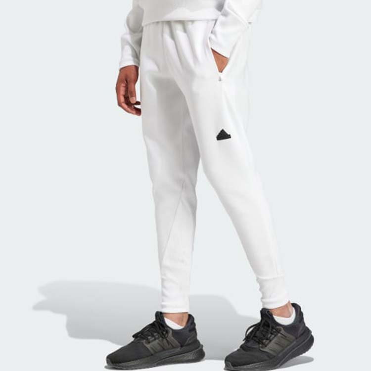 Adidas Z.N.E. Series Logo Patch Mid-Rise Elastic Cuff Knitted Sports Pants Men Pants White IN5105