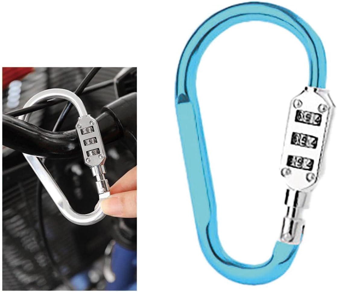 

[New, Larger, Safer] Helmet Lock Carabiner Keychain Dial Lock Type синий