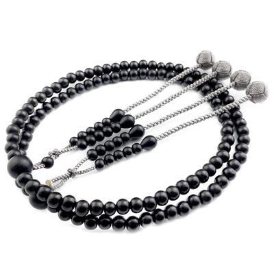 Men's Rosary Set Ebony and Lacquered Wood Construction 12-inch (30cm) Length Includes Pouch Koyasan Honren