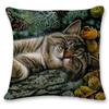 Creative Hand Painted Cat Print Polyester Pillowcase Home Car Cushion Pillow Sofa