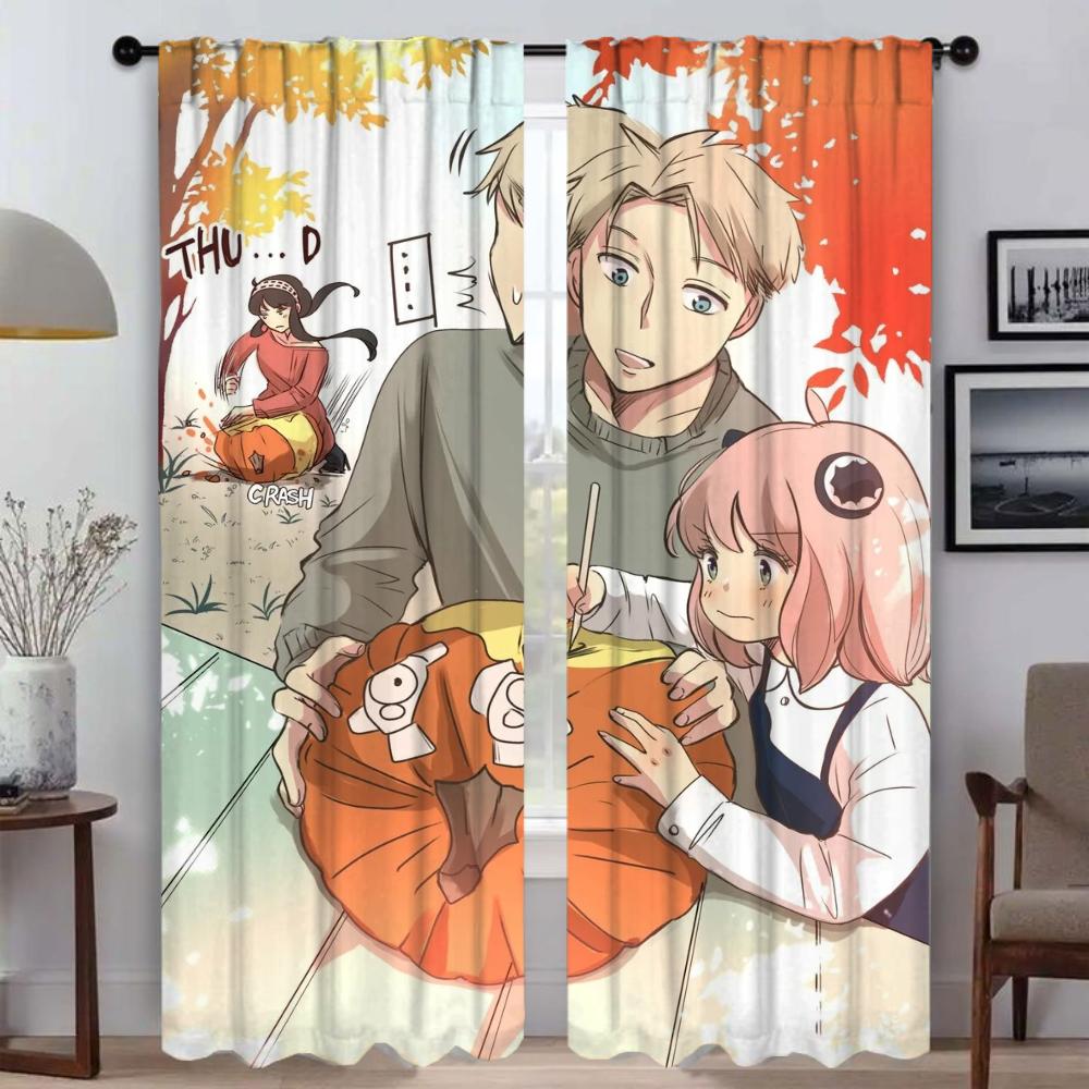 Elegant Room Curtains for Living Room Spy X Family Halloween Decoration Tulle for Bedroom Blackout Curtain Shades Partition Home