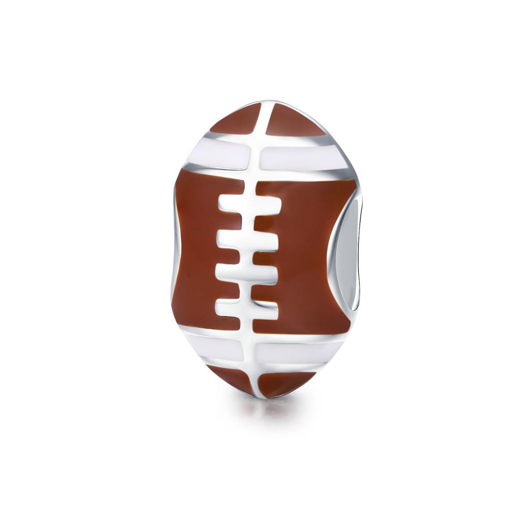 WOSTU 925 Silver Sports Series Pendants Tennis basketball rugby Charms Bead Fit Bracelet DIY Gift for Women Player Fan