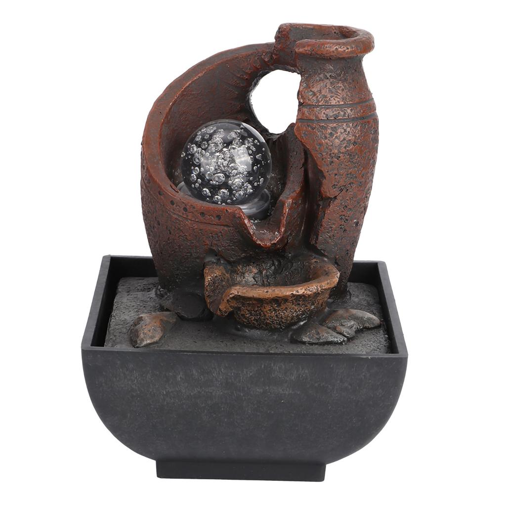 Tischbrunnen Fließendes Wasser Dekoration Ornament mit LED-Licht Dekor für Zuhause Hof US-Stecker