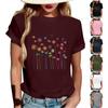 Hauts Pullovers Décontractés Imprimés à Manches Courtes et Col Rond pour Femmes
