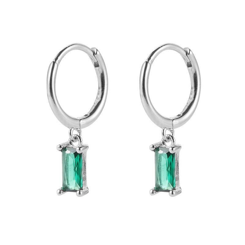 Minimalist Multi Color Baguette Zircon Hoop Earrings Gold Tone Tiny Charm Huggie Earrings for Women Mix Color Stackable Jewelry