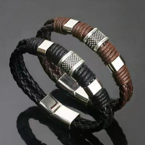 Vintage-Style Men's Bracelet with Magnetic Alloy Clasp - European & American Fashion