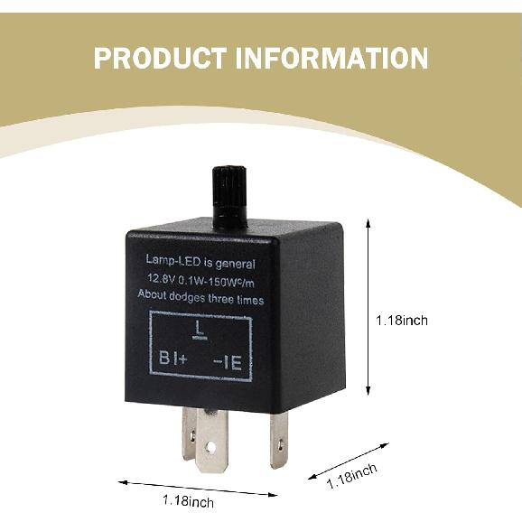 LED Flasher Relay, Three Pin Flame Retardant Fireproof CF13KT Fixed Frequency Solution Adjustable Relay, Replacement Tuning Accessory, Suitable for