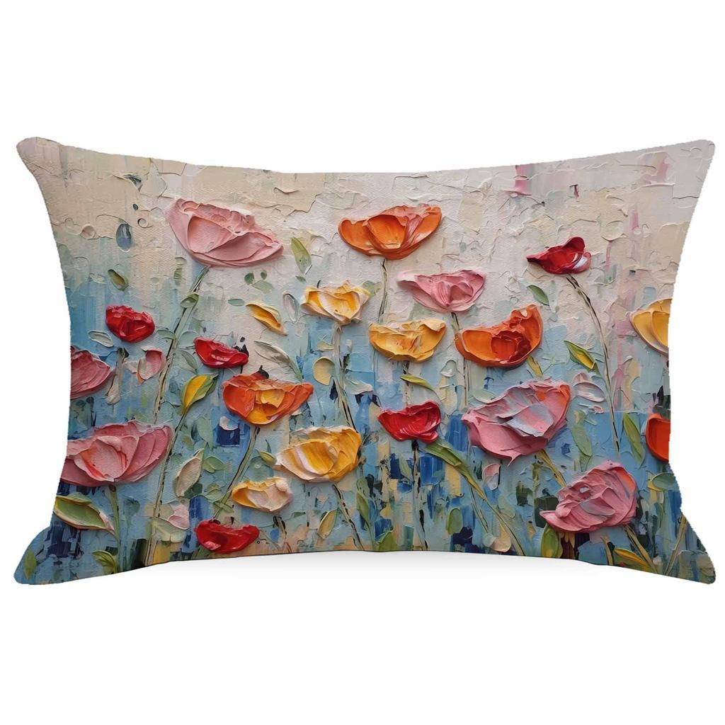 New Decorative Pillowcase 3D Three-dimensional Effect Floral Pillowcase Sofa Cushion Cover Digital Printing