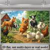 2D Farm Animal Background Banner, Happy Barnyard Animals & Barn Backdrop for Kids Photoshoot