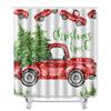 Christmas Shower Curtain Floor Mat Combination Four-Piece Set Bathroom Toilet Carpet Shower Room Mat Foot Mat