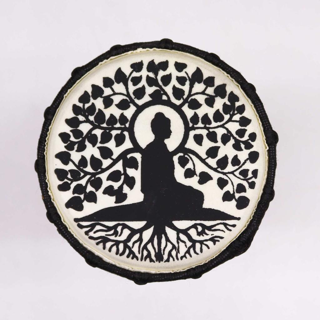 Djembe Drum Wide Top Buddha Design 13cm