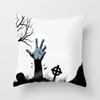 New Halloween Black and White Skull Pumpkin Printed Peach Leather Velvet Pillowcase Sofa Office Cushion Cover