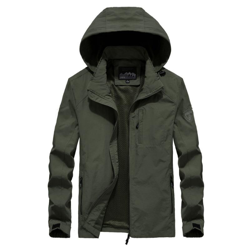

Autumn New Charge Jacket Men s Top Outdoor Sports Casual Thin Large Size Trench Coat Jacket Hooded Jacket XXXXXL армія зелений колір