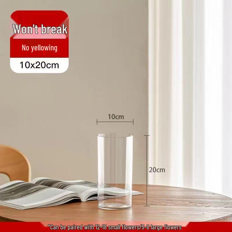 Acrylic Drop-Proof Transparent Cylinder Vase for Flower Arrangements