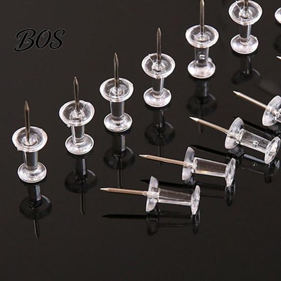 Transparent Push Pins 100/200/500Pcs Clear Pins, Plastic Head Thumb Tacks, Office Steel Pointed Nails for Cork Board, Bulletin Board High-quality