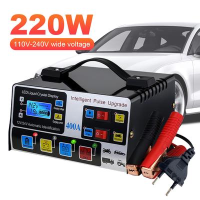 400A Batterie Hochleistungs-Schnellladegerät 12V/24V Vollautomatisches Autobatterieladegerät LCD-Anzeige Selbststopp Batterieladegerät Fünfstufig