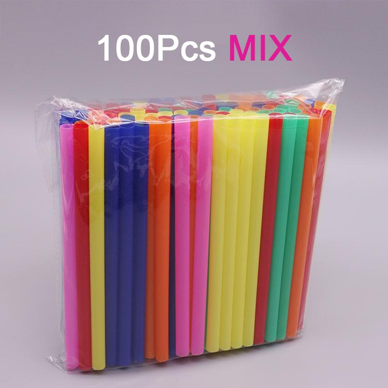 100pcs 210x11mm Bubble Tea Plastic Drinking Tubes Straws Plastic Cocktail Big Straw Milkshake Straws Plastic